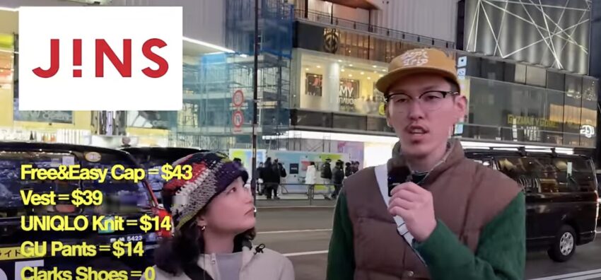 2024年最新の表参道のストリートスナップJINSのメガネ